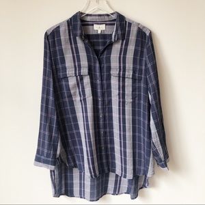 Lou & Grey Plaid Boyfriend Button Down Tunic